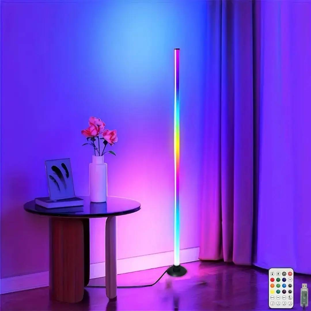 Smart RGB + IC LED Floor Lamp with Remote Control & USB Power Supply, Mobile App Controlled Ambient & Night Light, Wireless Design for Modern Home Decoration, Adjustable RGB Lighting, Christmas Gift, Decorative Led Light