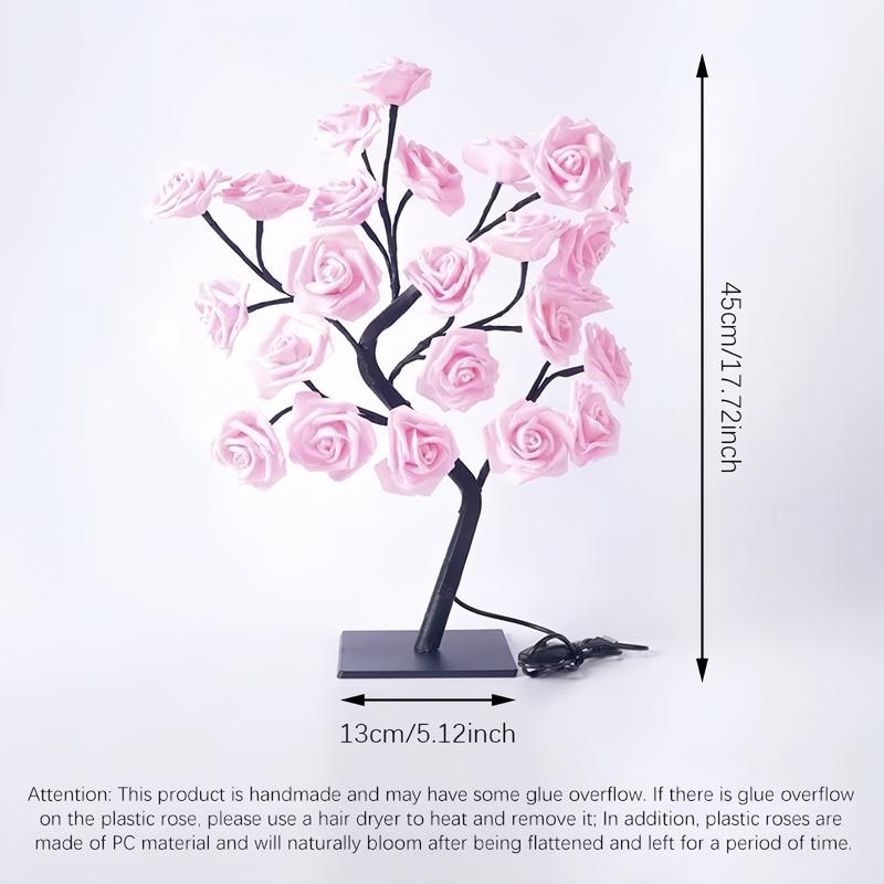 Rose Flower Design Tree Night Light, USB Powered Table Lamp, Versatile Indoor Room Lights for Bedroom, Holiday Decorative Lights, Perfect Valentine's Day Gift & Home Decor, Nightlight For Bedroom