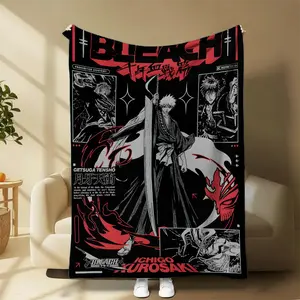 Shinigami Anime Bbleach Graphic Blanket, Japanese Manga Fan Bedding For Men Women, Cozy Printed Room Decor, Otaku Gift Idea | 060326.R0592.ID01