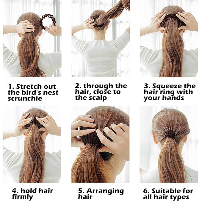 7pcs Bohemian Style Bird Nest Magic Hair Clips Set, Elegant Hollow-Out Round Plastic Hair Bun Accessories for Women, with Wedding Festival Hair Decor