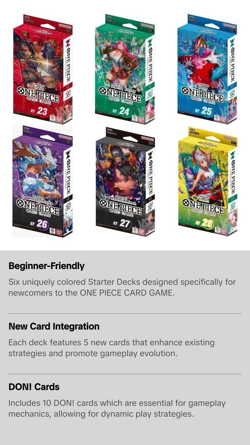 One Piece STARTER DECK ST23, ST24, ST25, ST26, ST27, ST28 CARDS LIVE OPENING
