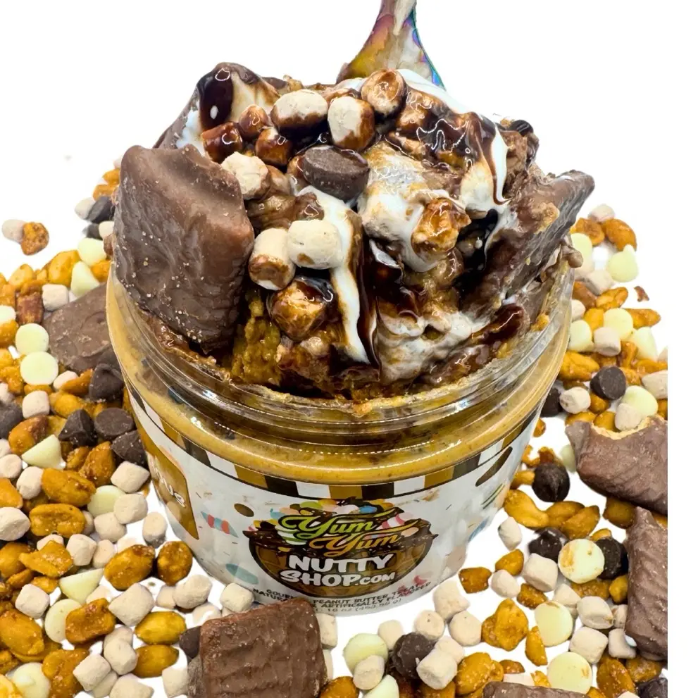 S'moreLicious - Gourmet Small Batch Peanut Butter Dessert - White Chocolate PB - Layered with Marshmallow Crème - Chocolate Sauce & topped with Chocolate Covered Graham Crackers- Mini Chocolate Marshmallows & Chocolate Chips - 8oz & 16oz -