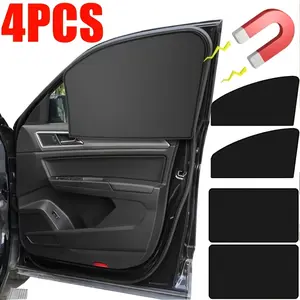 4pcs Car Side Window Sun Shades, Front and Rear Windshield Curtains with Magnetic, Back Seat Window Shades with Magnetic Protection, Universal Car Accessories (Front+Back)