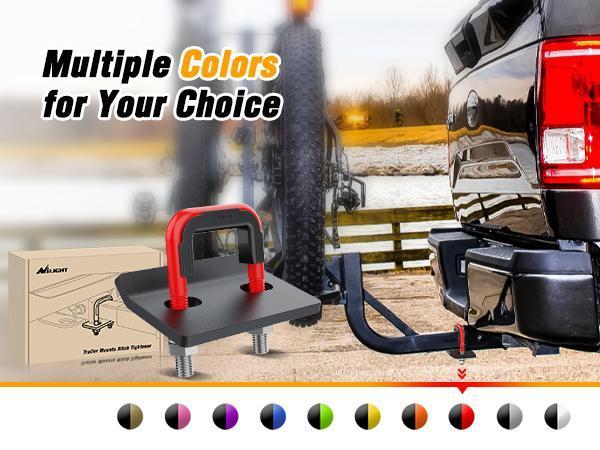Nilight Trailer Hitch Tightener for 2 Inch Hitches Mount Anti Rattle Heavy Duty Steel with Rubber Cover Red U Bolt Matte Black Plate Electrophoresis Anti-Rust Triple Protective