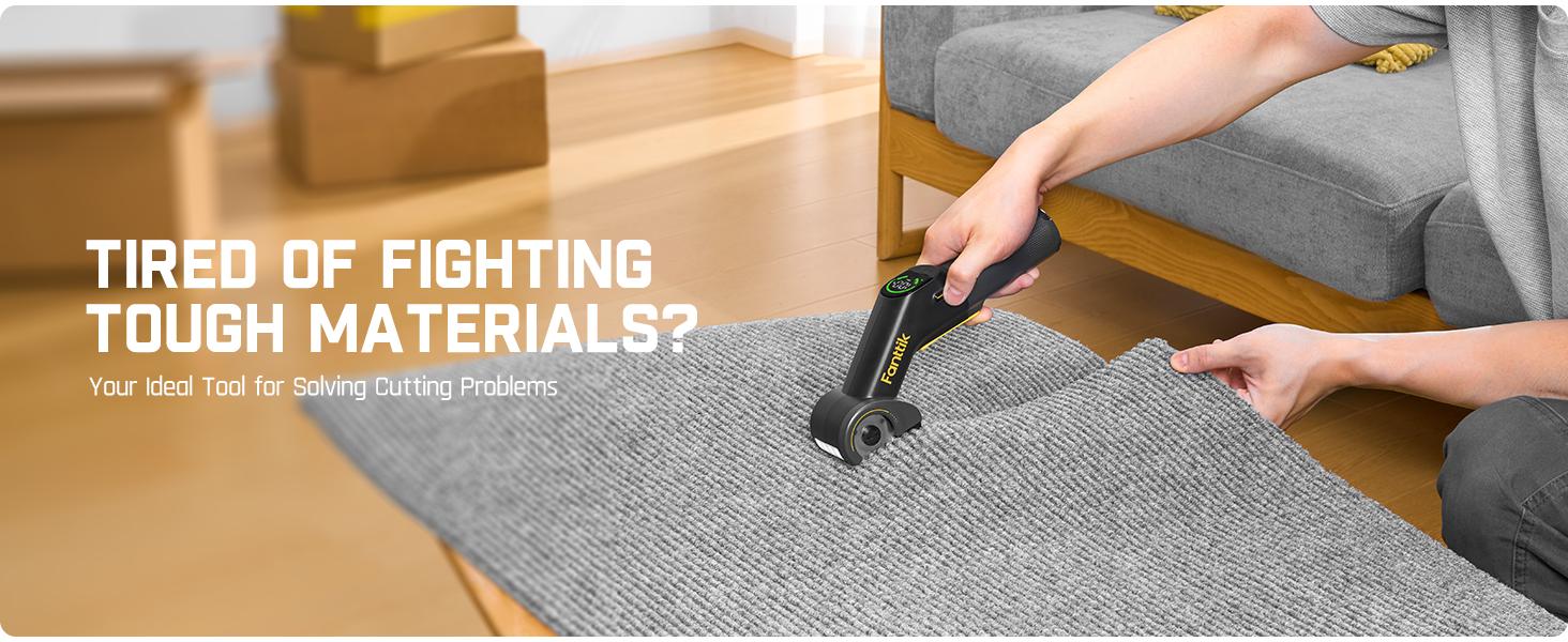 Fanttik R200 Pro BowGuide Electric Cardboard Cutter, Cordless Scissors with LED Display, 2-Speed Adjustable, Rechargeable Powerful Rotary Box Cutter with 2 Blades for Fabric, Carpet, Leather, Cardboard