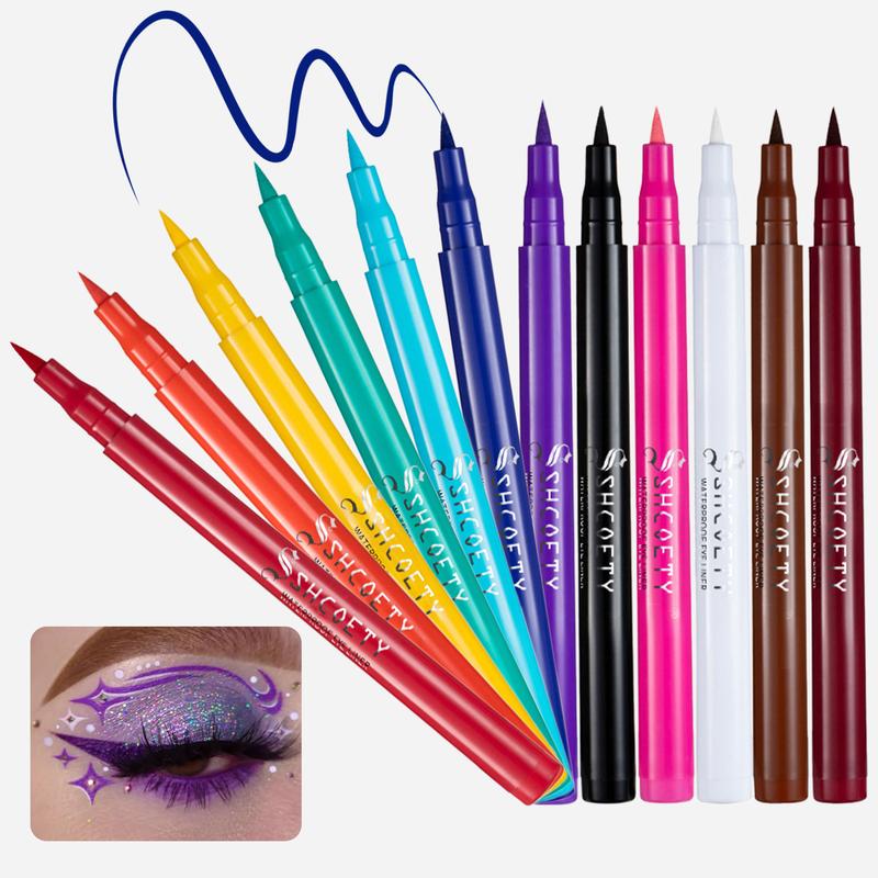 SUGARTY Colorful Liquid Eyeliner 12pcs Set Long Lasting Easy Application Professional Daily Makeup Accessories Cosmetic