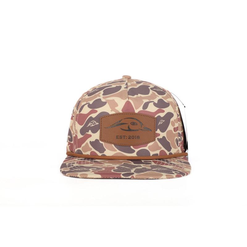 Leather Patch Brown Old School Camo Vintage Rope Old School Hat