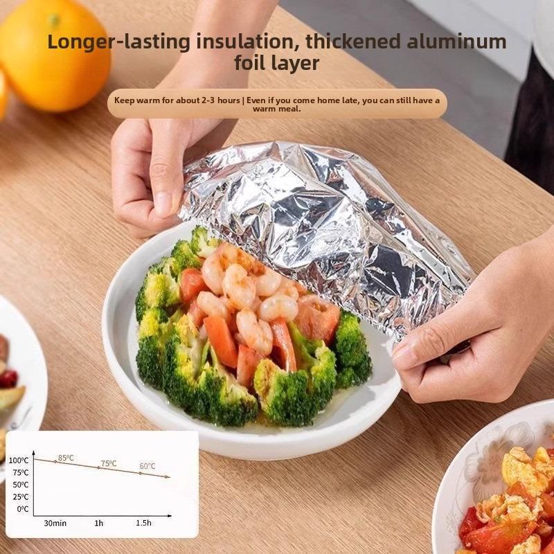 50PCS Aluminum foil heat-retaining cover for home dining tables and food containers; kitchen freshness preservation and insulation; aluminum foil