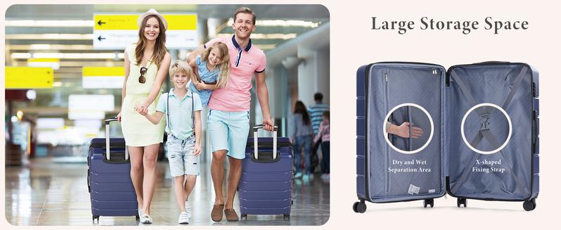 Sweet Furniture F Expandable Luggage, Lightweight Suitcase with Spinner Wheels, TSA Lock, Telescopic Handle and ABS Durable Material
