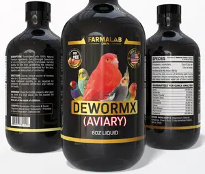 Farmalab DEWORMX Liquid Extra Strength 2oz 8oz Budgies, Parakeet, Finches, Lovebirds Small Caged Birds para periquitos, cacatillos, cotorras, Canarios, guacamayos, Quakers y Aves