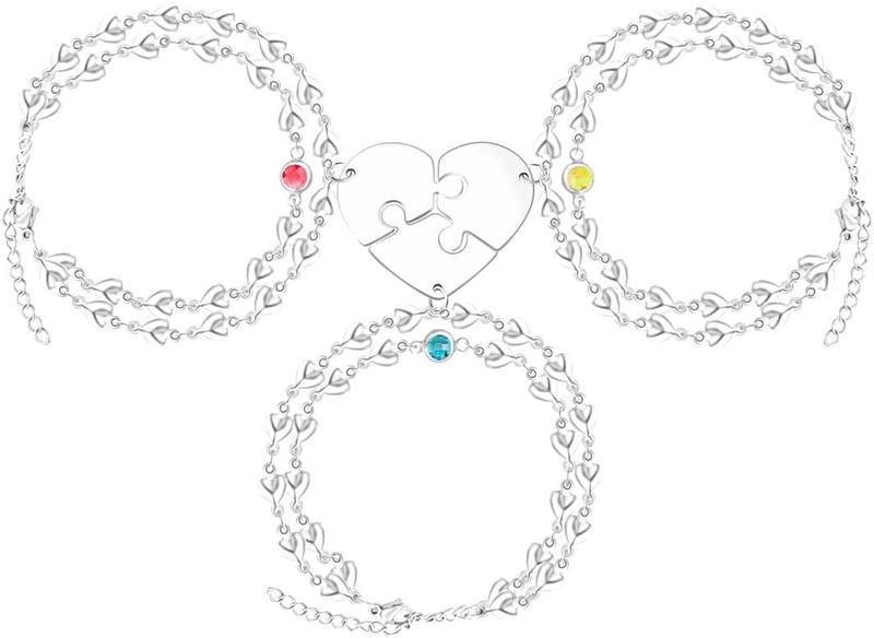 Uloveido Personalized 3 Pieces BFF Heart Puzzle Bracelets with 3 Gift Boxes – Custom Name Stainless Steel Matching Friendship Bracelets for 3 Best Friends Uloveido Personalized 3 Pieces BFF Heart Puzzle Bracelets with 3 Gift Boxes – Custom Name Stainless Steel Matching Friendship Bracelets for 3 Best Friends