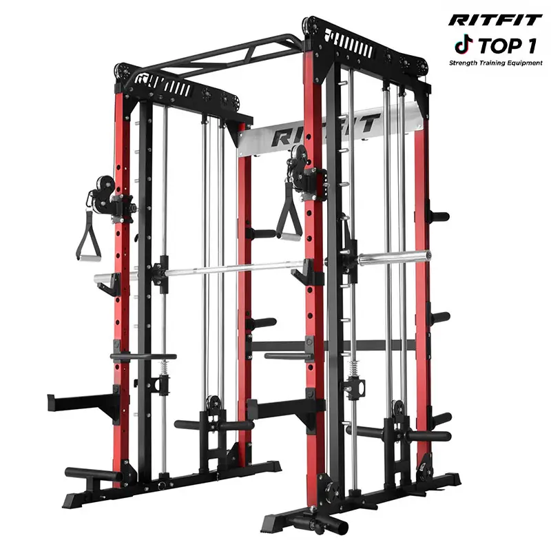 RITFIT M1 Pro/2.0 Multi-Functional Smith Machine Home Gym Rack, Modern Steel Frame, Powerful Storage System, Smooth Cable Crossover System, Lat Pulldown Machine for Strength Training, At Home Gym Equipment