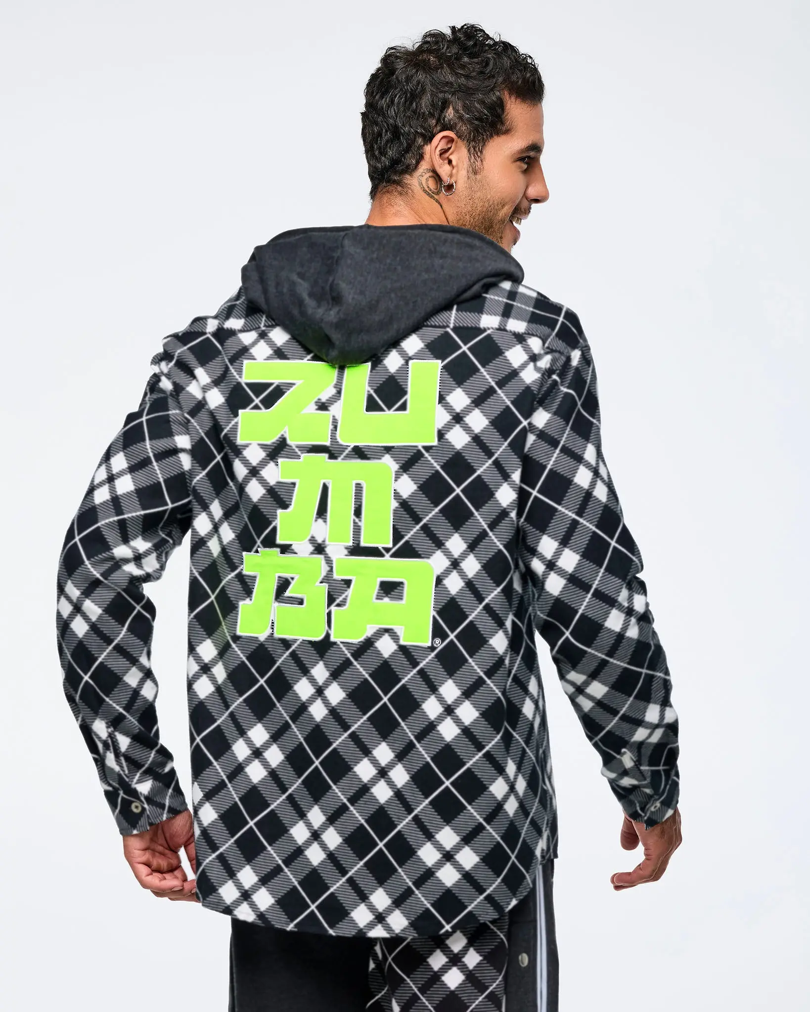 Men's Eastern Flavor Plaid Checked Flannel Shacket Hoodie - Long Sleeve, Oversized Athletic French Menswear Top with Button Front Placket & Combined Sizing, Casual