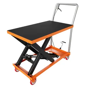 Garvee Hydraulic Lift Truck, load capacity of 500 kg, lifting height of 72 cm, unique manual scissor lift table with locking wheels and non-slip mat, hydraulic truck