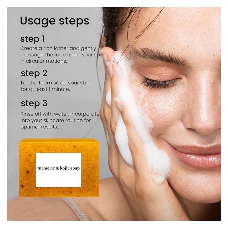 3 PCS Lemon Turmeric Kojic Soap Fragrance, Lemon Turmeric & Kojic Soap Bar for Face and Body for All Skin Types