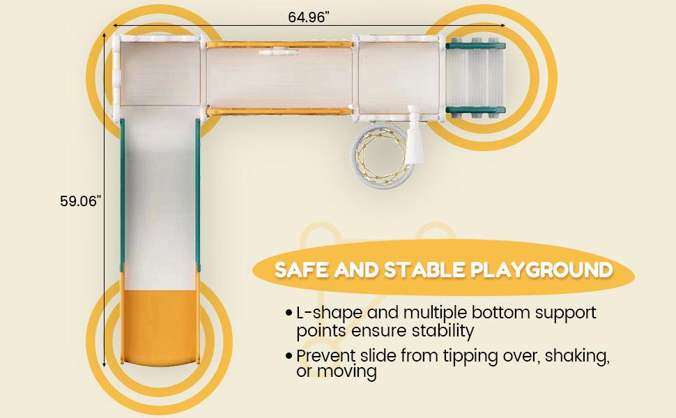 GARVEE 8-in-1 Toddler Slide Playground - Versatile Indoor & Outdoor Playset with Basketball Hoop, Climber, Crawling Tunnel, and Telescope - Safe HAPE & PP Material with Toy Storage for Ages 1-3