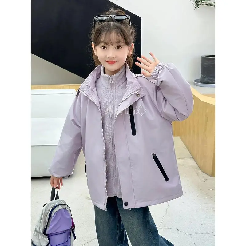 NewGirls' 3-in-1 Heavy-Duty 240gsm Winter Jacket with Detachable Lining - Full-Zip Hooded Coat, Machine Washable Ski & Snow Jacket for Girls 6-12 Years (Pink/White/Purple/Black) - Adjustable Hood, Zippered Pockets, Loose Fit for