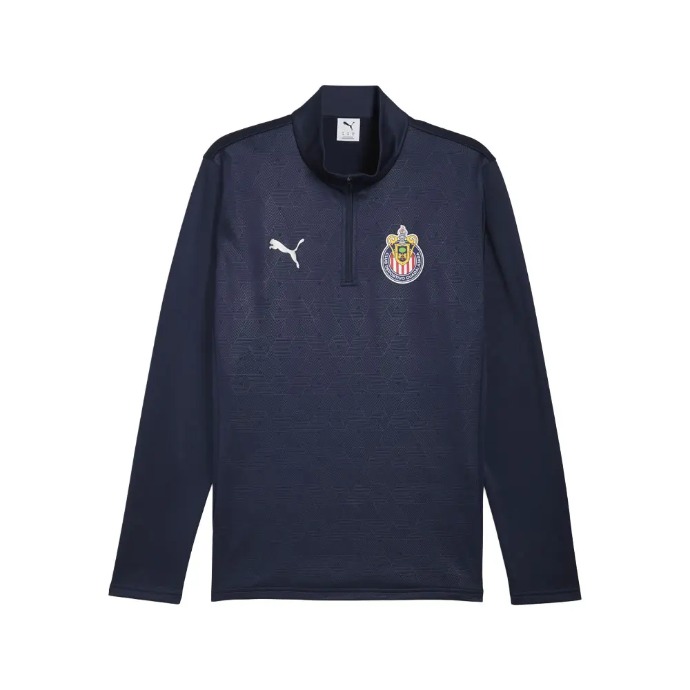 PUMA Mens Chivas Warm Long Sleeve Quarter Zip Athletic Outerwear Casual - Blue