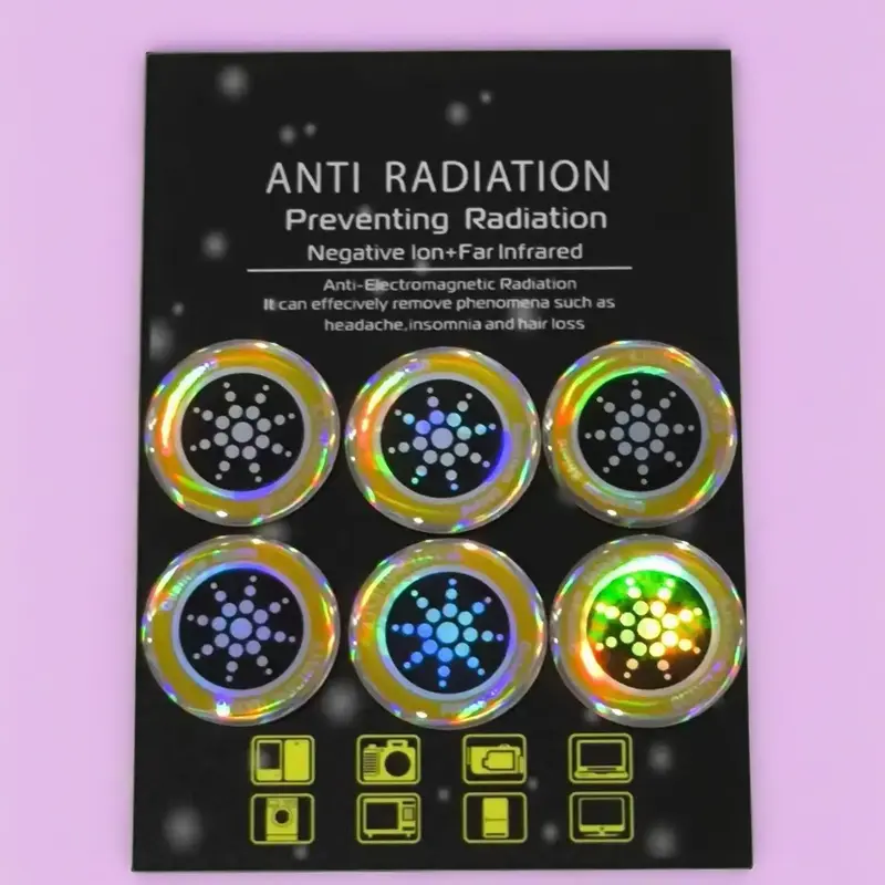 6pcs Gold Silicone Quantum Shield EMF Reducer Stickers - 96.43% Effective Protective Accessory, Reduces Radiation for Phones/Laptop & Other Devices, Home Festive Party Gift Option