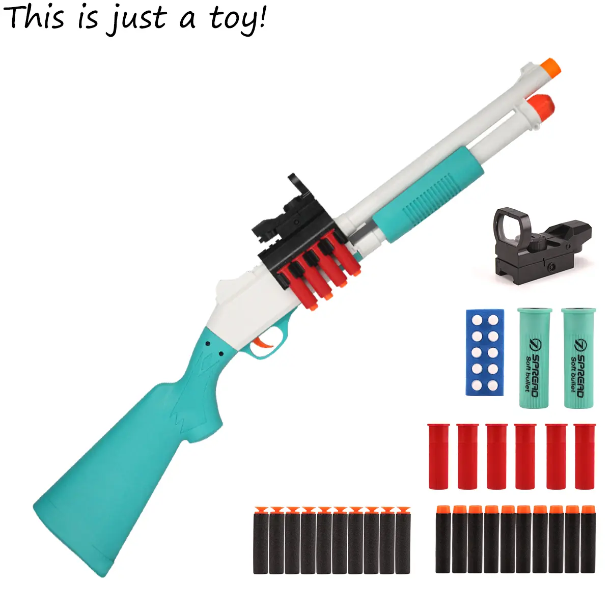 JH2027B Handheld Pneumatic Blasting Air-Powered Nylon Foam Dart Blaster Toy - Manual Loading, Shell Ejection Outdoor Sports Launcher with Sight, 1x Tactical Darts Rack, 8x Shells, Portable Backyard Play Set, Unisex Holiday Gifts for Ages 14+