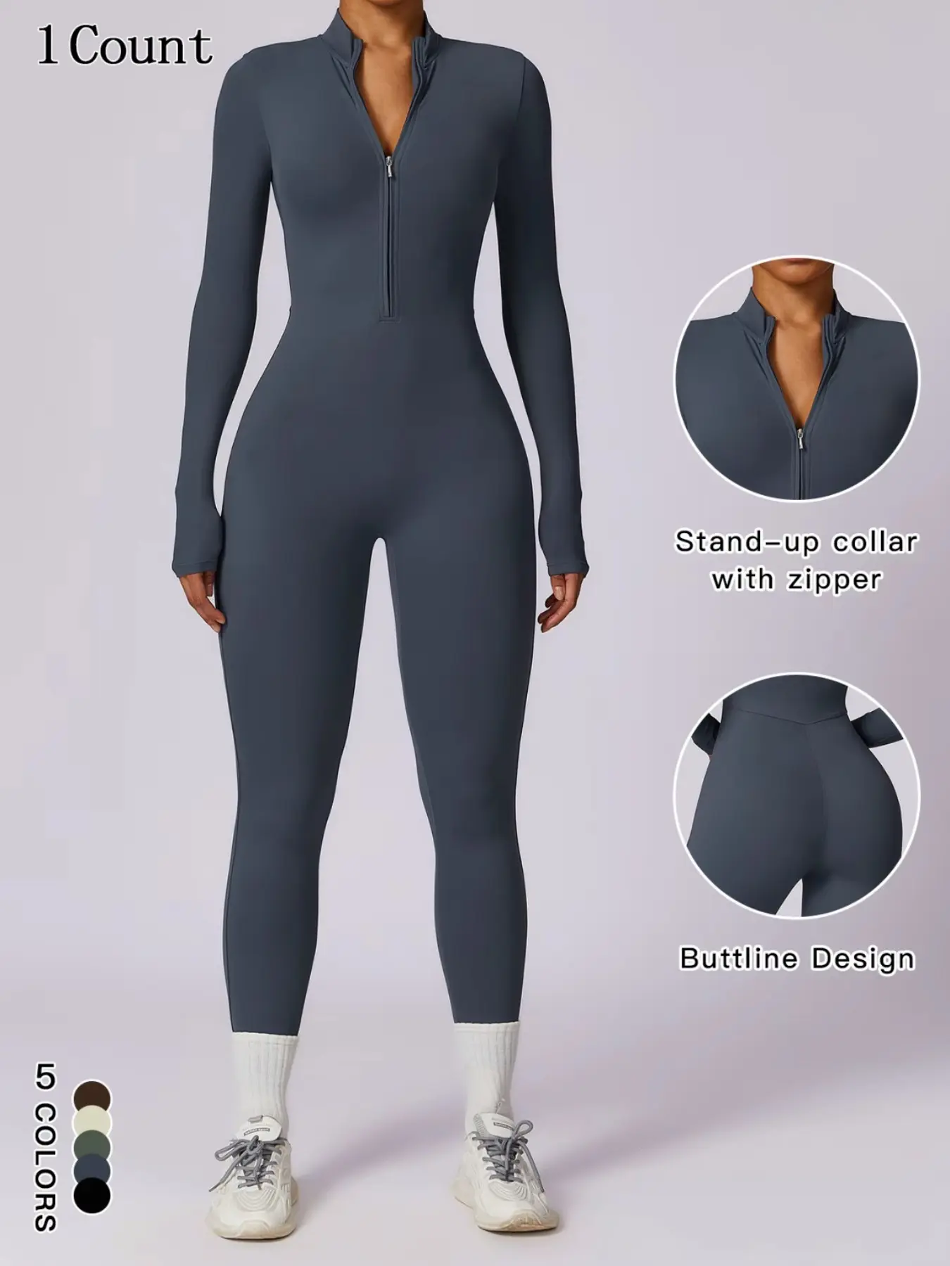 Women's Athletic Long Sleeve Shaping Bodysuit, Fitness Jumpsuit, Tummy Control Jumpsuit, Workout Jumpsuits for Sports & Leisure,  Quick-Dry  Skiing Jumpsuit, Stylish Workout Wear for Active Lifestyle, Yoga Outfit, All Season Activewear