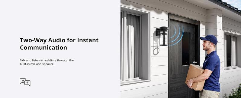 Outdoor Porch Light Camera, 4K Wi-Fi Security Cam with AI Human Detection, Pan & Tilt, Dusk to Dawn, 2-Way Audio, Cloud/SD Storage, Wall Lantern Sconce Camera for Porch, Garage, Patio, Doorway