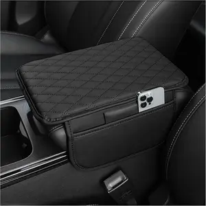 Upgraded Car Center Console Cover, Microfiber Leather Armrest Cover, Cushion with 2 Storage Bags/Box, Car Interior Accessories for Most Vehicles Memory Foam Car Center Console Cover