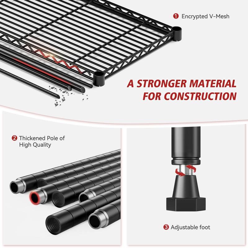 【Closet Storage Organizer】Raybee 6 Tier Corner Shelf with Basket,72'' Tall Storage Shelves Organizer Units, Adjustable Metal industrial Bookshelf for Wall Corner,Living room,Kitchen,Home Office