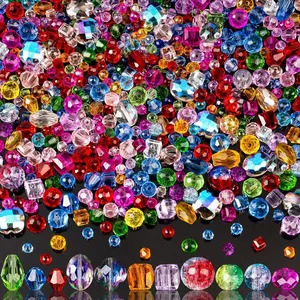 636pcs Glass Beads for Jewelry Making - Colorful Rainbow Craft Crystal Beads with Loose Beads Sparkly Beads Hole Drilled DIY for Bracelets Craft Earrings Making Valentine's Day Birthday Gifts