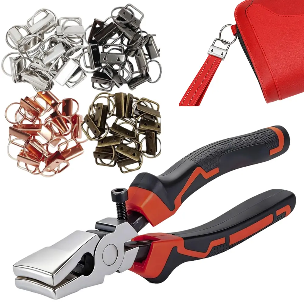Key Fob Hardware Set, 1 Inch, 60 pcs with Pliers Tool,Lanyard Keychain Hardware, Glass Running Pliers with Jaws, Wristlet Clamp Hardware Supplies