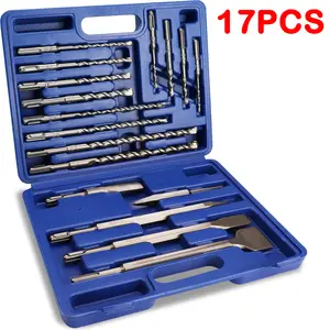 17pcs SDS-Plus Rotary Hammer Drill Bits and Chisel Set, with Storage Case Carbide-Tipped Masonry Drill Bits and Chisels for Concrete, Stone, Brick，mechanic tools，tools and gadgets for him，