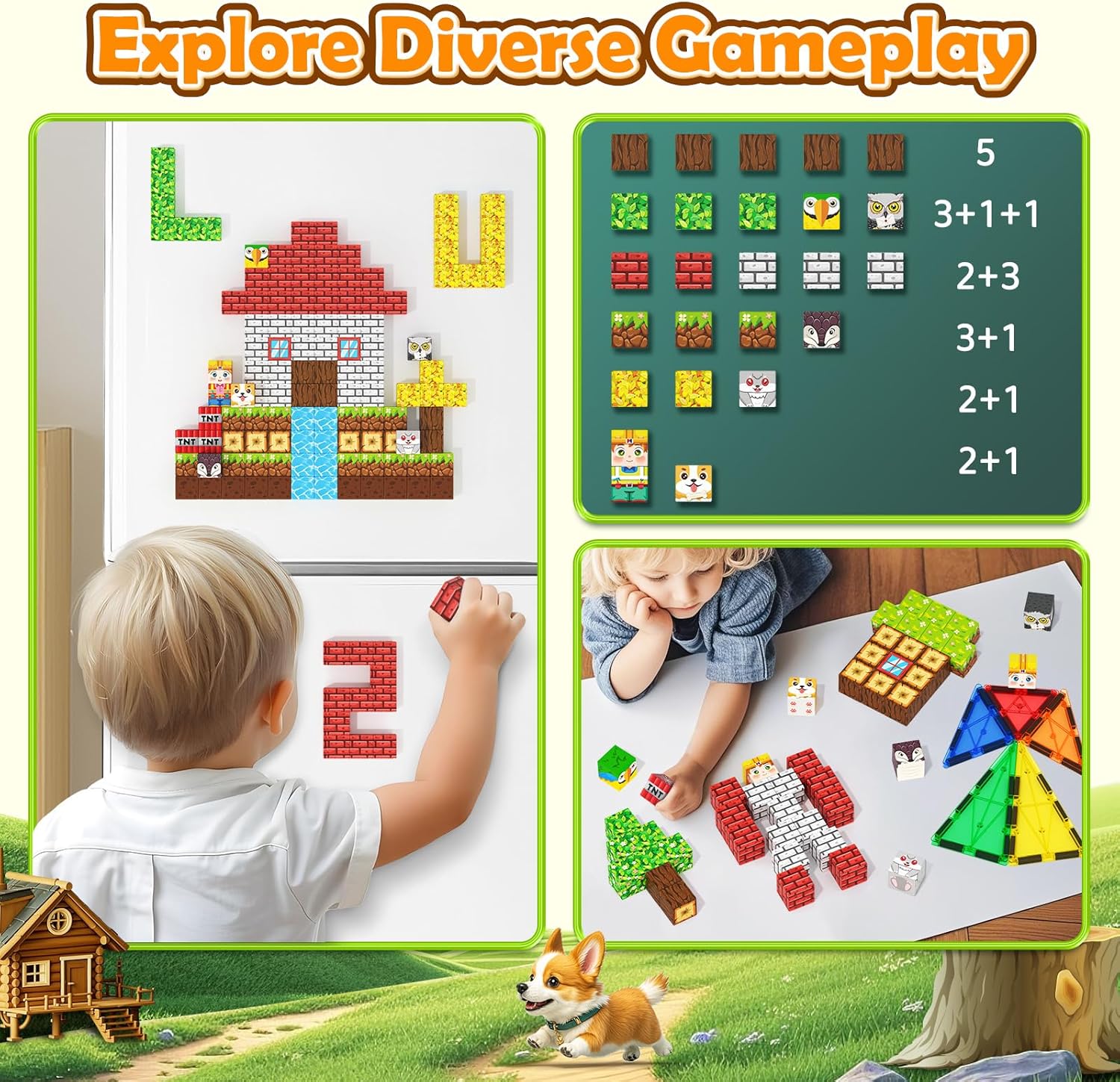 Magnetic Blocks with Drawstring Bag Mine Magnet World Building Toys STEM Montessori Sensory Toys Birthday Couple Christmas Gifts