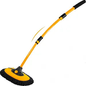 15° Curved Car Wash Brush with Long Handle 40" Extension Pole RV Truck Microfiber Cleaning Mop Auto SUV Wheel Boat Exterior Interior Detailing 2 in 1 Carwash Duster Not Hurt Paint