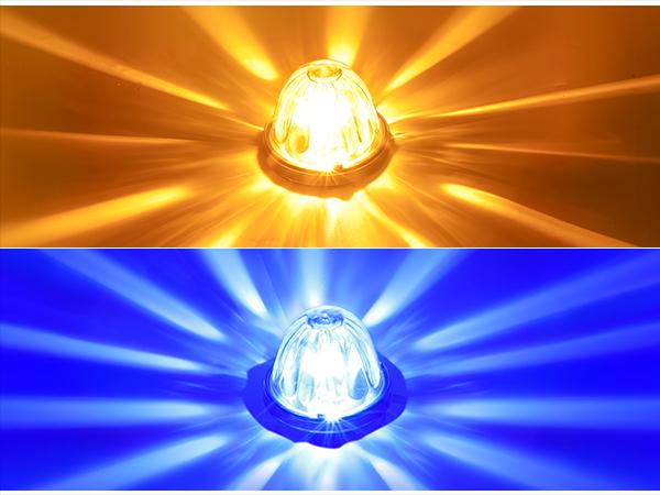 Partsam 2Pcs Glass Watermelon Lights Dual Color Amber/Blue with Stainless Steel Bracket for Kenworth Peterbilt Freightliner