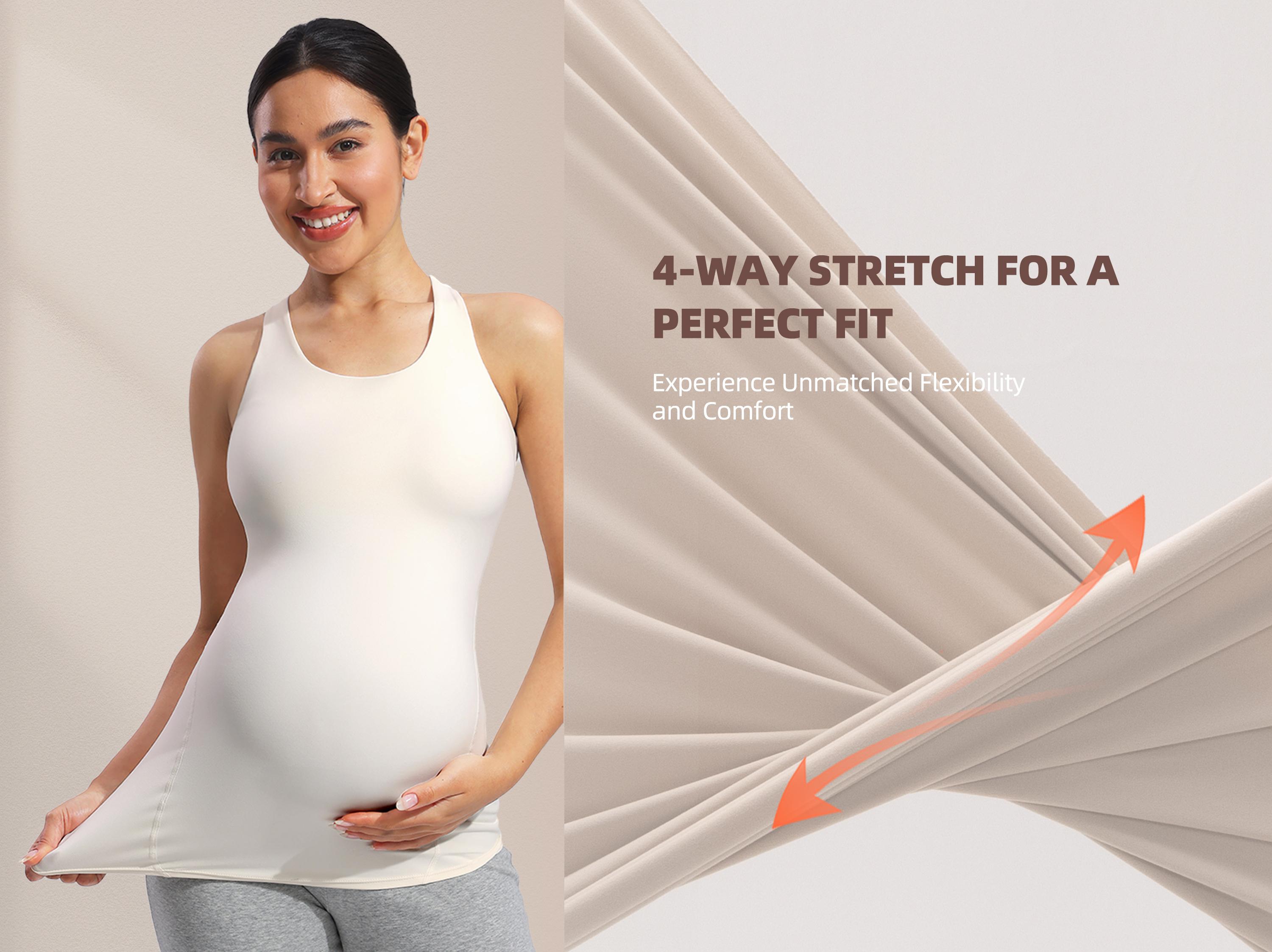 POSHDIVAH Women's Maternity Tank Tops with Built in Bra Padded Sleeveless Pregnancy Yoga Tee Workout Shirt Clothes