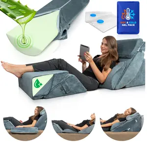 LX13 6-Piece Post-Surgery Recovery System, Orthopedic Bed Wedge Pillow Set, Stone Navy with Aloe Vera