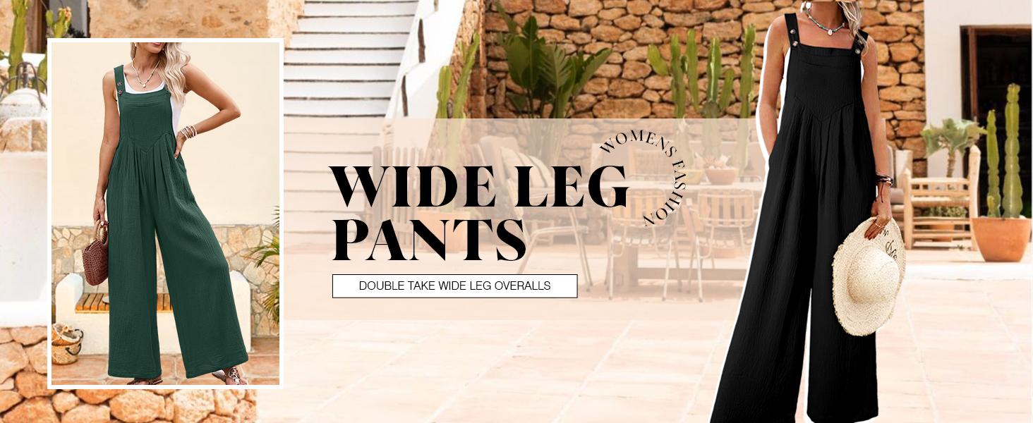 Dokotoo Women's Casual Loose Overalls Jumpsuits One Piece Sleeveless Wide Leg Long Pant Rompers With Pockets