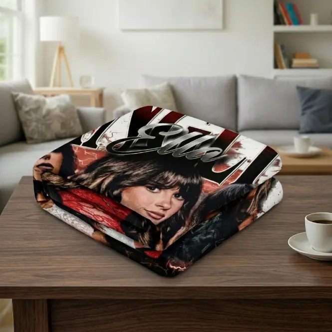 Vintage Country Cowgirl Singer Blanket – Western Music Inspired Fleece Throw Blanket, Retro Concert Style Cozy Blanket, Country Fan Bedroom Decor