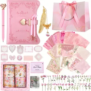 DIY Journal Diary With Lock Set Scrapbook Kit Stationary Diary Supplies Art Crafts Kit For Birthday valentines day  Holidays Ideal Gifts For Women Teen Kawaii Gifts Personalized Gifts Gifts For Best Friend Travel Diary Notebook mom