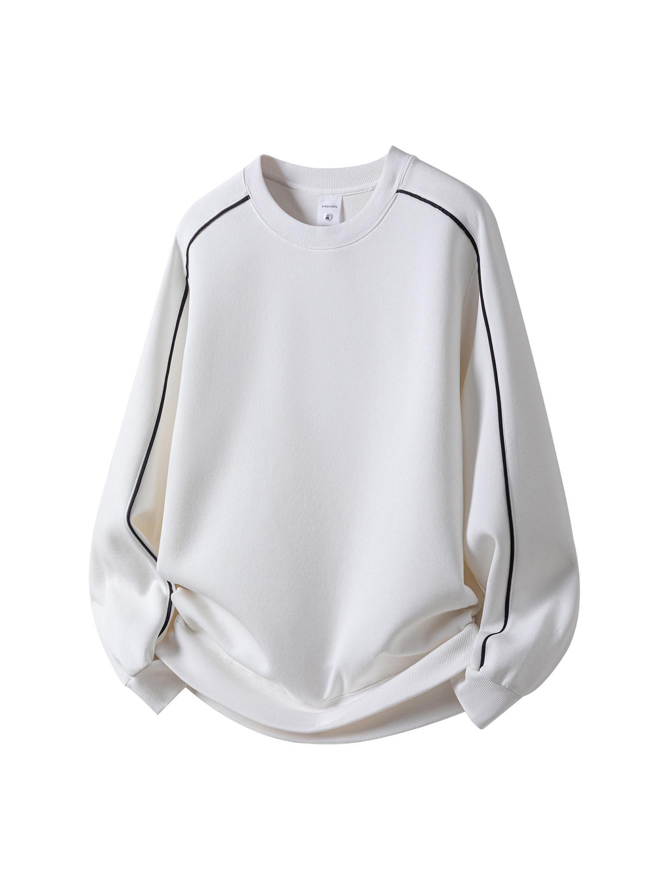 CCCMAI Men's Cotton Crew Neck Sweatshirt Long Sleeve Breathable Fashionable Casual Pullover Solid Color Knitwear Autumn Winter Comfort Menswear Tops Crewneck