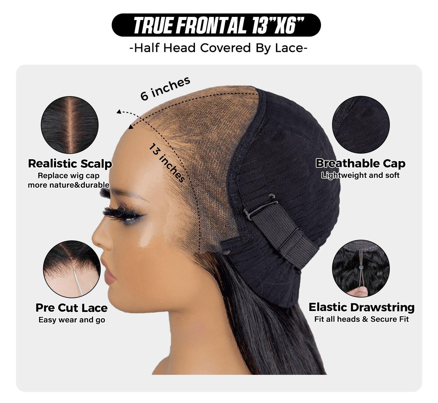 OQ HAIR Straight 13x6 Full Lace Frontal Glueless Wig Pre-Cut Pre-Plucked Pre-Bleached Natural Hairline Wear Go Wig Human Hair With Invisi Draw-strings TikTokShopBlackFriday