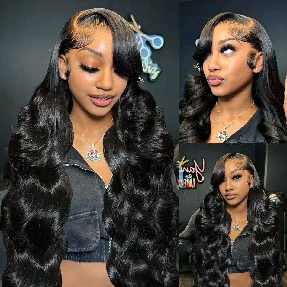 MYLOCKME   Brazilian Hair Body Wave 13x6 Lace Frontal Human Hair Wigs Pre plucked 13x4 Body Wave Transparent Lace Frontal Wig For Women 180 Density blackfriday
