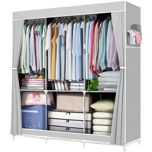 Portable Closet Storage Organizer Clothes Wardrobe Shoe Clothing Rack Shelf Dustproof Non-woven Fabric, Quick and Easy to Assemble