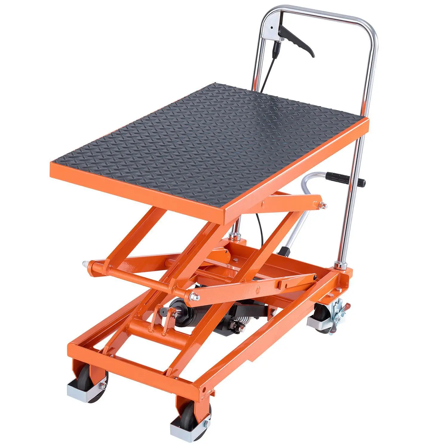 【SummerFinds】VEVOR 47.2" Hydraulic Lift Table Manual Double Scissor Lift Cart 500 lbs Non-slip Pad