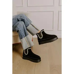 The Phoebe Faux Suede Platform Bootie in Black