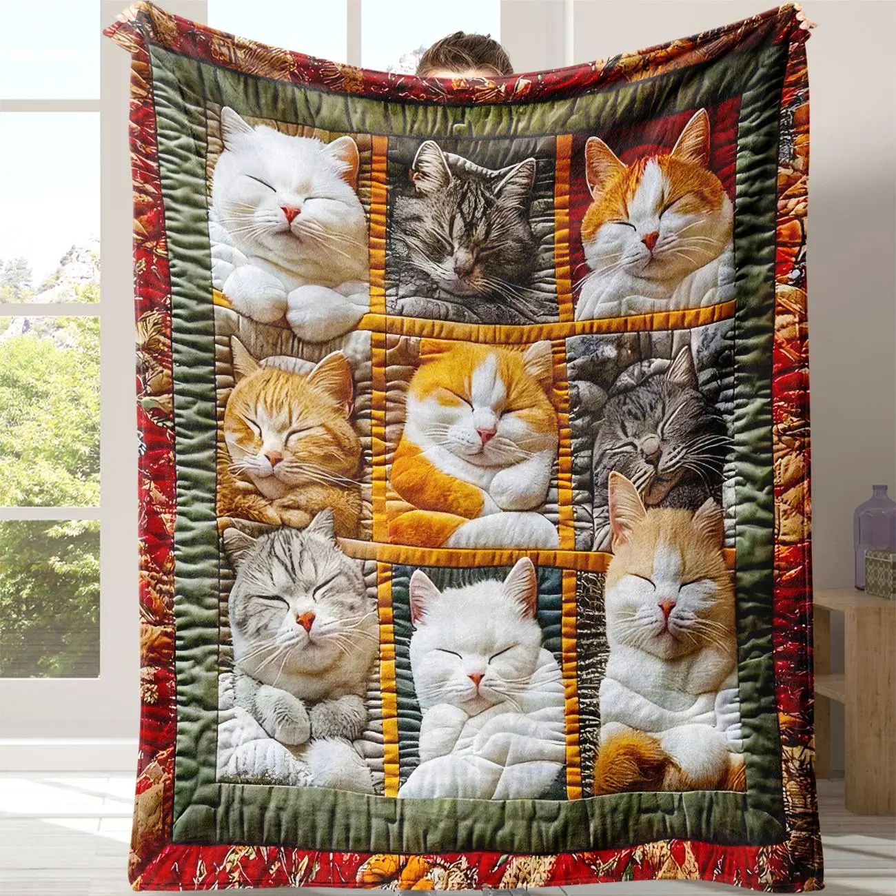 Cat Nap Blanket, 1pc Soft Comfortable Throw Blanket, Lightweight Warm Napping Blanket for Home Office Travel Camping, Cozy Blanket Throw, Lightweight Blanket