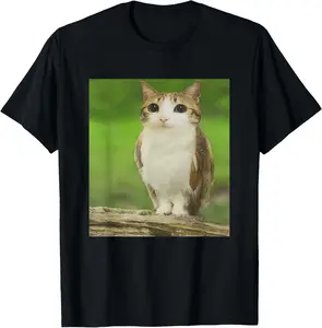 100% CottonCat Owl Funny Cursed Internet Trendy Meme T-Shirt