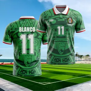 1998 Mexico Soccer National Team Home Green Nostalgia Soccer Jersey #15 Hernandez #11 Blanco  Classic Breathable Quick Dry Soccer Jersey