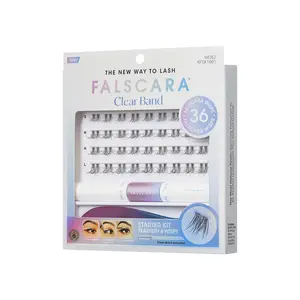 KISS FALSCARA Clear Band False Eyelash Starter Kit - 36 Wisps, Makeup Adhesive-Included Lash Kit for Beauty & Personal Care