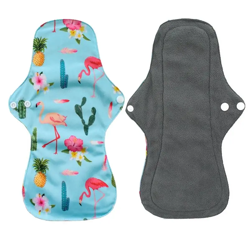 2-piece washable and reusable bamboo charcoal sanitary pads, Menstrual pad, XL size, with a soft fluffy surface, comfortable for women during menstruation, breathable, warm, and easy to clean